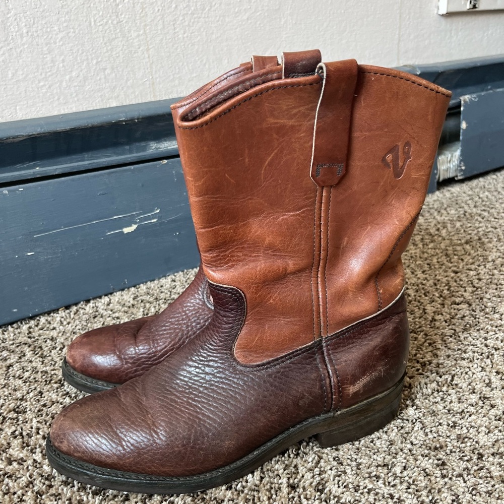 Vasque Two-Tone Brown Leather Western Pull-On Boots
